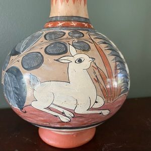 Vintage Tonala TGM Mexico Folk Art Pottery Vase